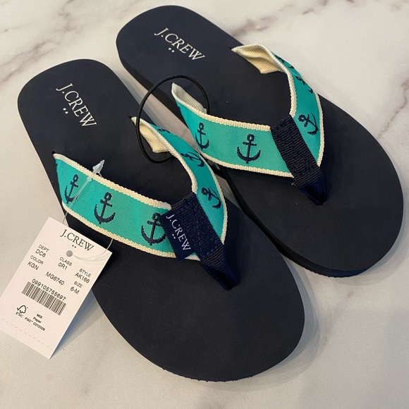 J. CREW Anchor Canvas Critter Flip Flops - Picture 2 of 3
